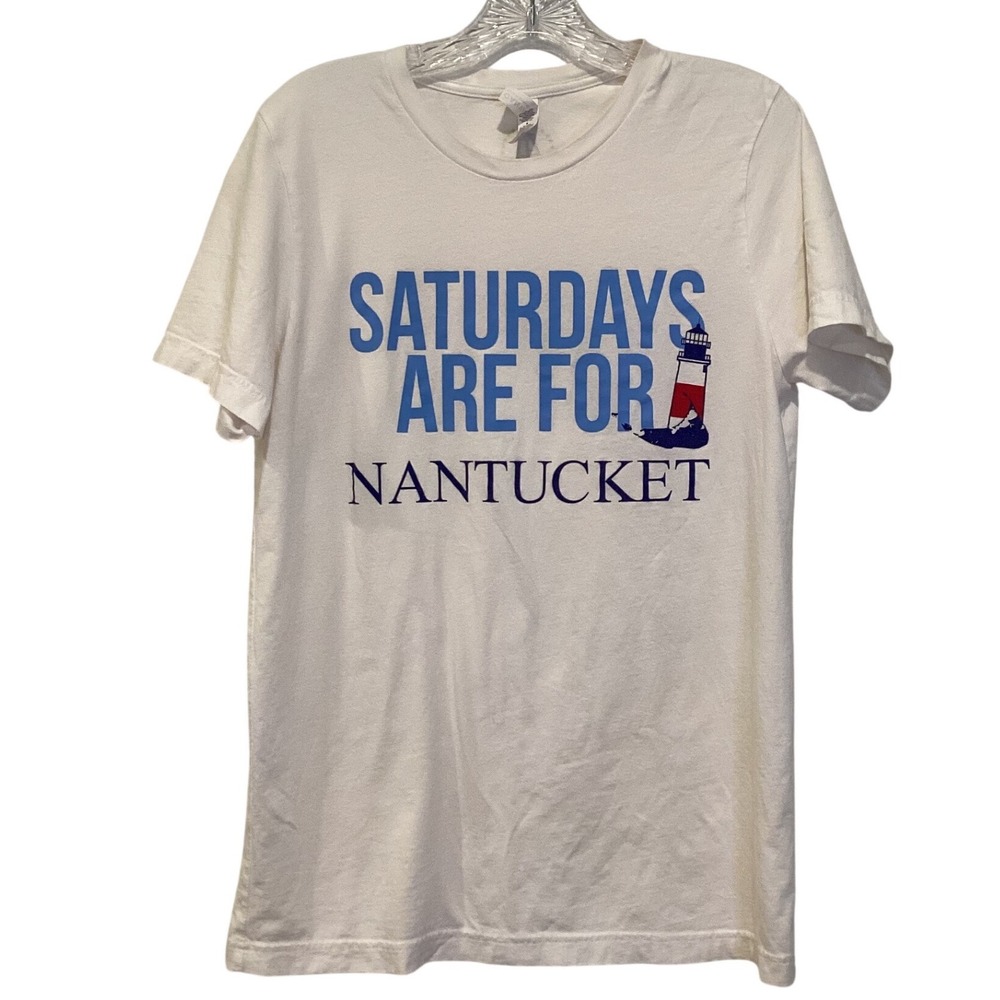 SALE Barstool Sports Saturdays Are For Nantucket T-Shirt White - Size Medium